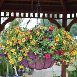 Suspension pour fleur en metal et coco/jute