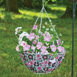 Suspension pour fleur en métal et coco/tissu imprimé