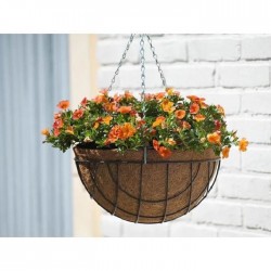 Suspension pour fleur en metal et coco